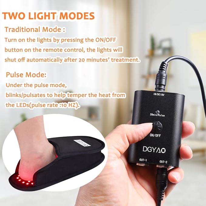 DGQY Upgraded Red Infrared Light Therapy for Feet Pain Relief FDA Cleared LED Light Therapy Slipper Device for Foot Toes Instep Heel Home Use (Ps-hj2)