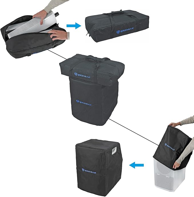 Rockville TITAN ARRAY SYSTEM White, 3200W Powered Column Array Speaker System, Dual 10” Subwoofers, (10) 3.5” Drivers, Bluetooth, Carry Bags Included, Perfect for DJs, Live Sound, and Events