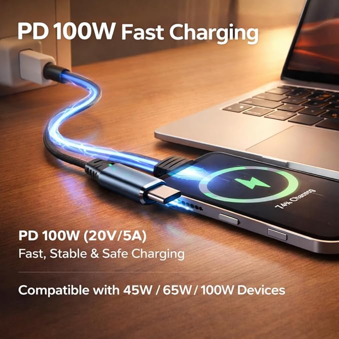 Mizi [2025 Upgraded USB-C to USB-A & USB-C PD Splitter Adapter – 2-in-1 Type-C OTG Cable with 100W Fast Charging & Peripheral Support – Compatible with Laptop, Tablet, Smartphone - Grey