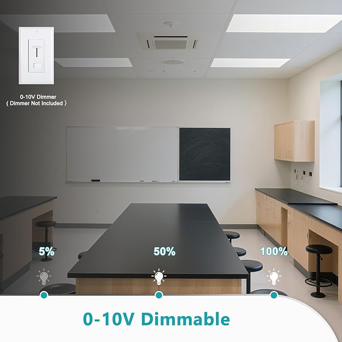 VocgoUU 2x4 LED Flat Panel Light, 24 Pack, Selectable 40W/50W/60W, 3000K/4000K/5000K/6000K, 0-10V Dimmable, ETL Certified, 6600LM, Drop Ceiling Office Lighting