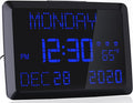 11.5" Large Display Digital Calendar Clock for Seniors, Digital Clock with Date and Day of Week for Elderly, 3 Alarms, 5 Dimmer, Temperature, Alarm Clock for Bedroom Living Room