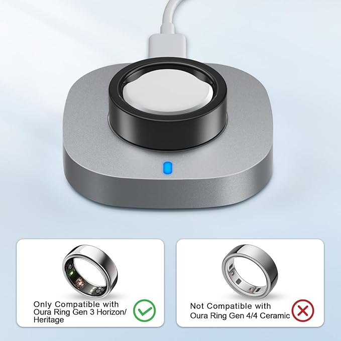 ZOOROO Charger Compatible with Oura Ring Gen 3 Size 12, Fast Charging Dock with USB-C Cable