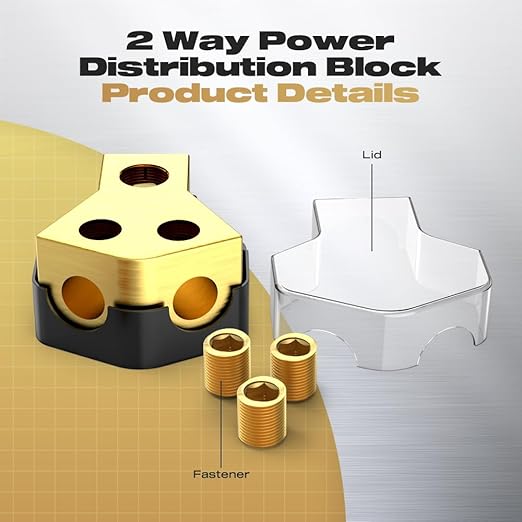 Distribution Block Car Audio, 2 Way 0/2/4 Gauge in 4/8/10 Gauge Out Amp Power Distribution Block Car Audio Splitter for Vehicles Boats 2PCS