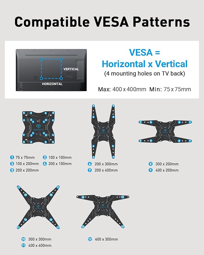 PERLESMITH Full Motion TV Wall Mount for 26-60 Inch TVs, TV Mount with Articulating Arms Swivels Tilt Extension - Wall Mount TV Brackets VESA 400x400 Fits LED LCD OLED 4K TVs Up to 77 lbs