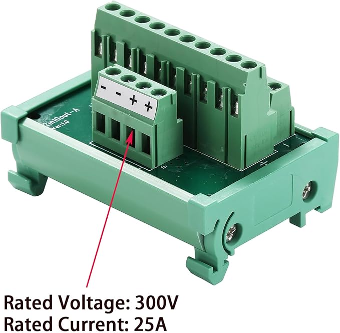 ANMBEST 2 in 10 Out Terminal Blocks Module, 25A DIN Rail and Panel Mounting Power Distribution Breakout Board for PLC Servo Power Amplifier