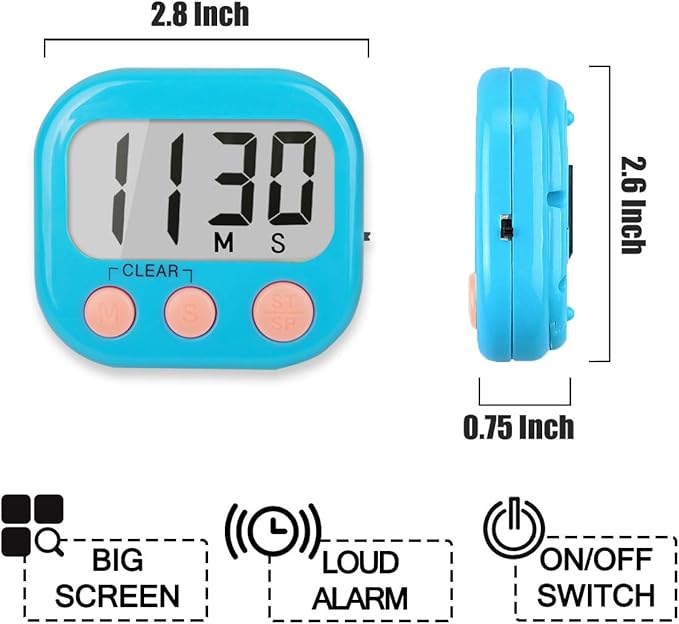 Classroom Timers for Teachers Kids Large Magnetic Digital Timer Teacher Supplies 4 Pack-Blue White