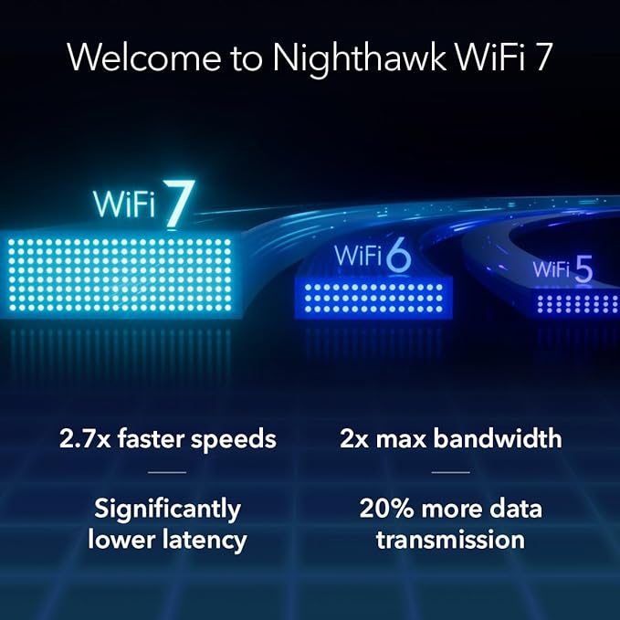 NETGEAR WiFi 7 Range Extender (EXS25) – BE5000 Dual-Band Wireless Signal Booster & Repeater (up to 5 Gbps Speed) - Add up to 1,500 sq. ft., 45 Devices - WPA3 Security, Smart Roaming