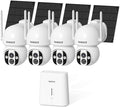 GAIEXCE Solar Home Security Camera System Wireless Outdoor, 4 Cam Kit with Base Station, No Subscription, Local Storage, Expandable 10CH, 2K 360° Pan Tilt, Color Night Vision, Works Offline, 2.4G/5G