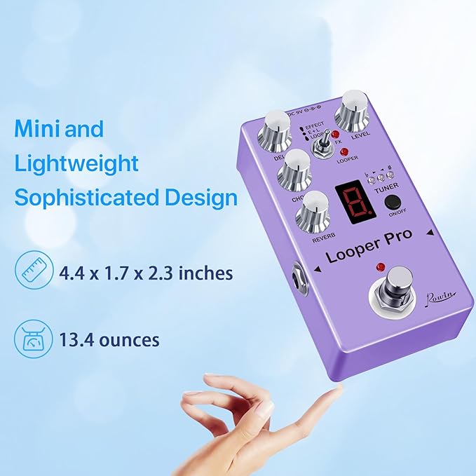 Rowin RE-05 Looper Pro Guitar Multi-Effect Pedals With Looper Delay Chorus Reverb And Tuner On one Pedal True Bypass