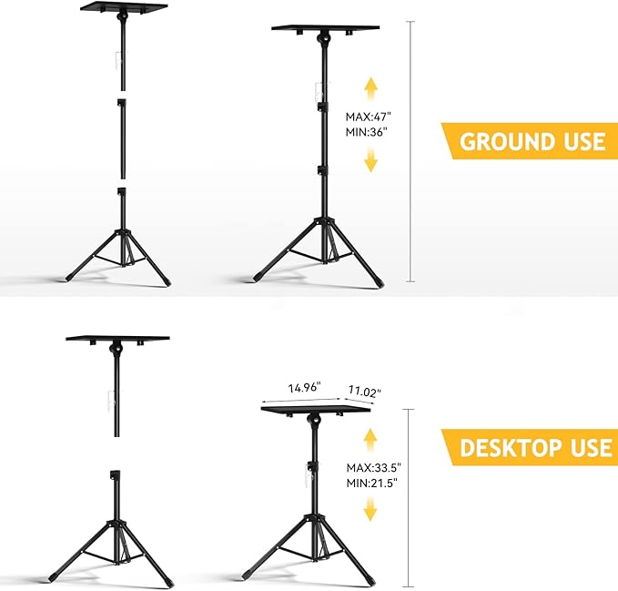 Facilife Projector Stand Tripod - Laptop Tripod Projector Stand Adjustable Height 22 to 47 Inch, Projector Tripod Stand, Tripod for Porjector, Projector Stand for Outdoor Movies