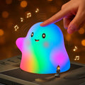 nextanG RGB Ghost Night Light – Color-Changing Tap Control Fun Toy for Kids, Soft Squishy Silicone Lamp with Sounds, Dimmable Rechargeable Bedside & Table Lamp, Funny Gift for Boys & Girls