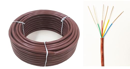 eastwire 18/6 25ft Thermostat Doorbell HAVC Heating Control Cable Wire, 100% Solid Copper Conductors CL2 ETL Listed, UV Resistant RoHS for Indoor/Outdoor Low Voltage Applications Use Brown