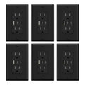 ELEGRP USB Outlets, 15 Amp Wall Outlet with 3 USB Ports, Dual USB C Ports Outlets, TR Tamper-Resistant USB Outlets Receptacles, Wall Plate Included, UL/CUL Listed, 6 Pack, Black