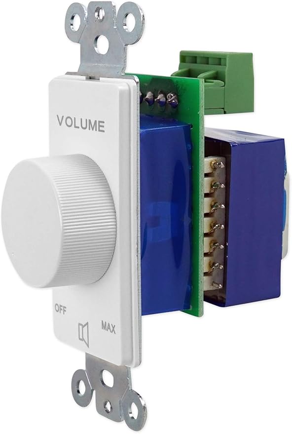 Rockville VOL7035 35W 70V Wall Volume Control, 1-Gang, White, Easy Install, Dust-Protected, Excellent Frequency Response, for Commercial Audio Systems
