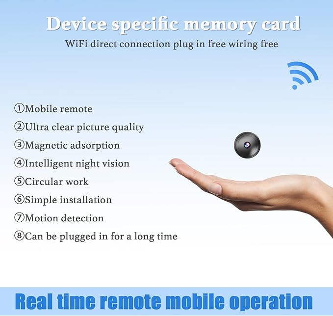 Only 0.9 inch Hidden Camera with Audio/Video Mini Small Spy Cameras Home Indoor Use Cam Night Vision Motion Detection Baby Monitor Wireless Outdoor Nanny espias ocultas WiFi Security Secret
