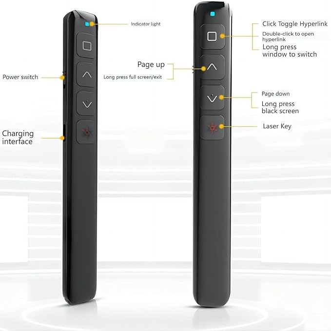 [M Monoie] Wireless Presenter, 2.4GHz Control Presentation PPT PowerPoint Clicker for Keynote, Laptop, Google Slides - Supports Hyperlinks & Tactile Buttons