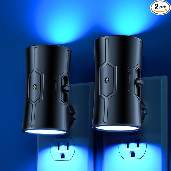 Sujeet LED Night Lights Plug into Wall, Bright Night Light, Dusk to Dawn Sensor, Blue Night Light, 0-100LM Adjustable Brightness, Dimmable Nightlights for Hallway, Bathroom Bedroom Kitchen, 2 Pack