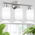 Guliaofo 3-Light Bathroom Light Fixtures, Vanity Lights for Mirror with Textured Milky White Glass Shade, Modern Kitchen Light Fixtures Wall Sconce Light - E26 Base - Brushed Nickel