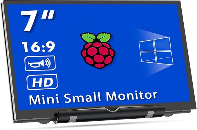 HMTECH 7'' Raspberry Pi Screen, 800x480 HDMI Small Monitor with Dual-Speaker, LCD Screen Display for Raspberry Pi 4/3/2/Zero/B/B+ Win11/10/8/7 (Non-Touch)
