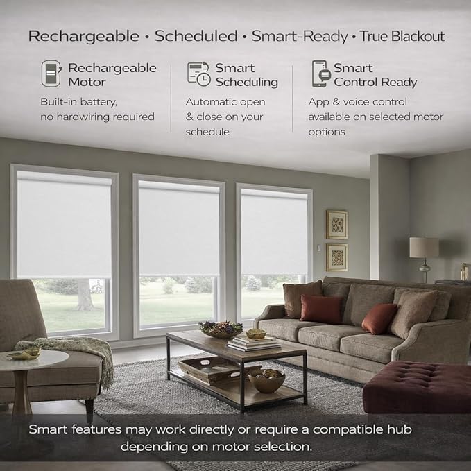 Zshine Motorized Blackout Window Blinds Customize Width (23-95 Inches) Remote Control Wireless and Rechargeable Roller Shades Blinds for Windows, Home, Office, Hotel, Club, Restaurant(82141E)