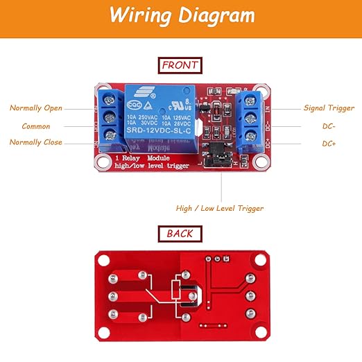 HUAREW 1-Channel 12V Relay Module with optocoupler Isolation Supports high and Low Level triggering (Pack of 10)