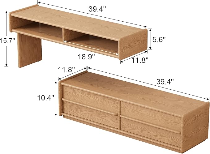 YQJJGL Solid Wood TV Stand for TVs up to 65 Inch， Walnut TV Stand with Storage and Shelf for Living Room, Bedroom, Office