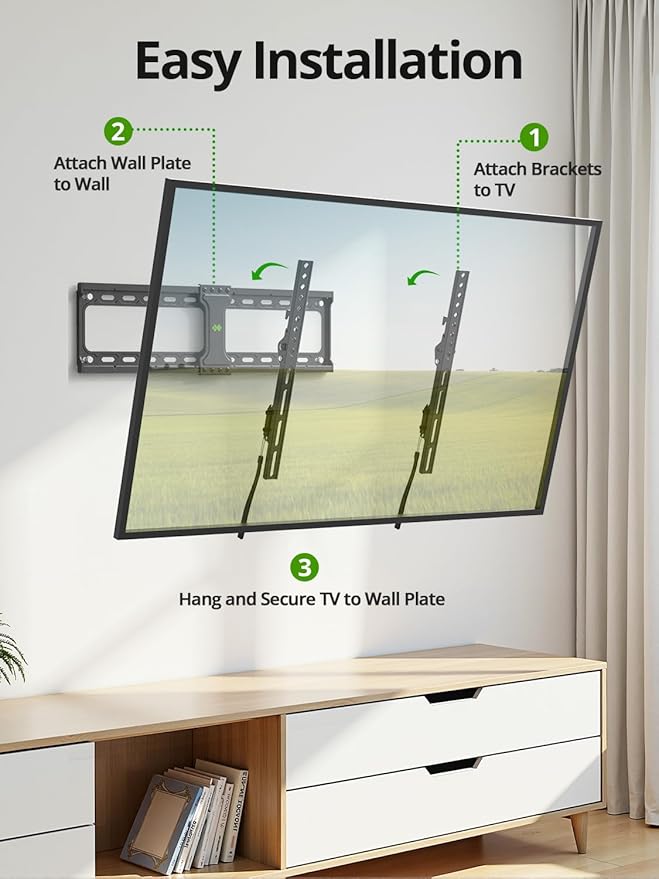 USX MOUNT Tilting TV Wall Mount for Most 37"-95" Flat Curved Screen Television, TV Bracket with Max VESA 600x400mm up to 132lbs, Low Profile Tilt Mount for 16", 24" Stud