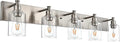 TODOLUZ 5-Light Vanity Light Fixture in Brushed Nickel, Clear Glass Bathroom Light Over Mirror, Modern Wall Sconce Lighting for Living Room