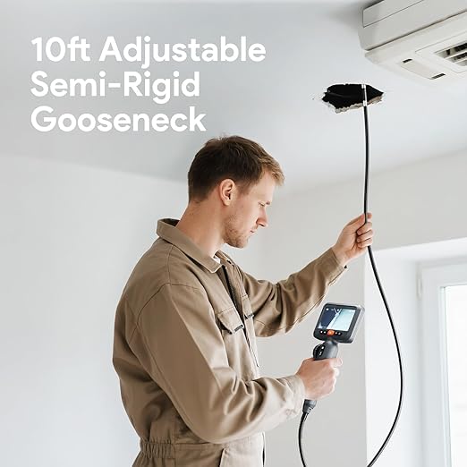 DEPSTECH 10FT Articulating Endoscope Camera with Light: Dual Lens Industrial Borescope with 4.5" Screen and Flexible Cable, Video Inspection Snake Scope Camera Tool for Wall, Auto, Pipe, Mechanics