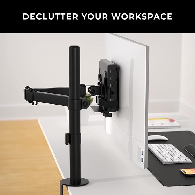 HumanCentric Thin Client Mount Bracket, Mount a Mini PC or Computer to a VESA Monitor Arm or Stand, Pole, or Under Desk or Surface, Devices with 0.65-2.55" in Depth for 75x75 and 100x100mm Patterns