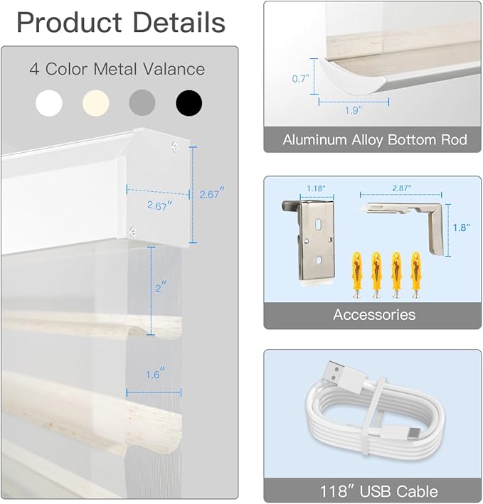 Tokblind Motorized Sheer Shade with Remote Control, Light Filtering Electric Roller Blind Compatible with Alexa via Hub, Rechargeable Smart Window Shade Custom Size (Light Filtering Texture Beige)