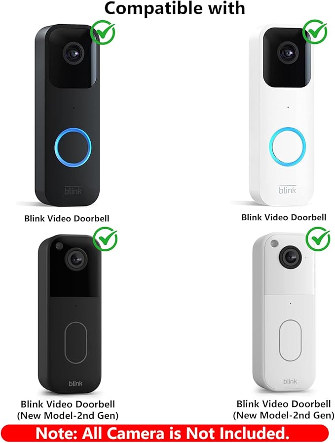 Adjustable (30°to 145°) Doorbell Camera Mount for Blink Video Doorbell/2nd Gen (newest model), No-Drill Mounting Kit Accessories for Blink Doorbell, Angle Mounting Bracket Wedge for Apartment, Renter