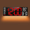 TrophyRak 16" Large Digital Wall Mount Clock, Count Down Timer, Alarm, Big LED, RGB Color, DST, Temperature for Living Room Classroom Desk, Wall, Xmas, Birthday Gift for Senior Mom Dad, Red White