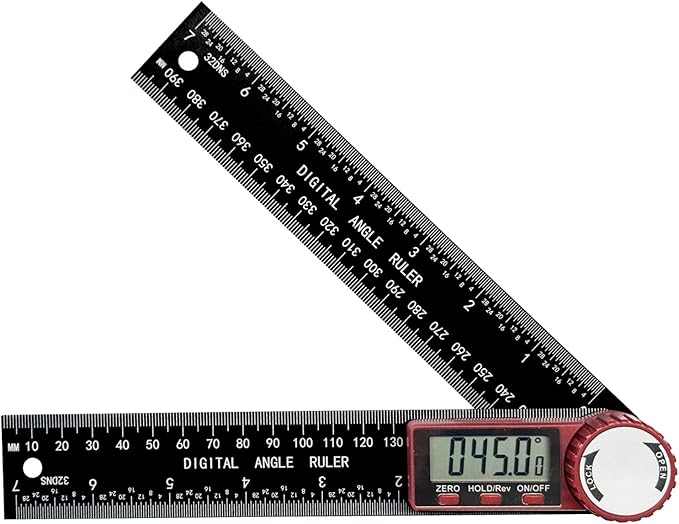 NORTOOLS Digital Angle Finder, 7 inch /200mm T-Bevel Protractor Ruler,Horizontal Vertical Bubble levels with Large LED Screen, 0-360° Measuring Tool,Suitable for Woodworking/Construction/DIY ﻿