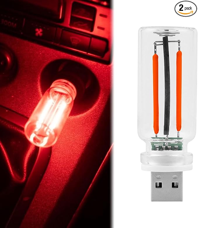 USB Ambient Light, RGB LED USB Light for Car, Laptop and Desk – VISB (Red)