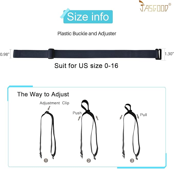 JASGOOD Women No Show Stretch Belt Elastic Web Strap Belt with Flat Buckle for Jeans Pants Dresses