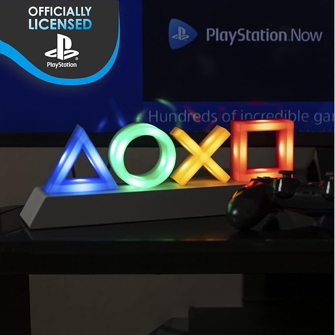 Paladone Playstation Heritage Icons Light, Desktop Game Room Lighting Accessories, 3 Dynamic Light Modes, Powered by USB or Batteries