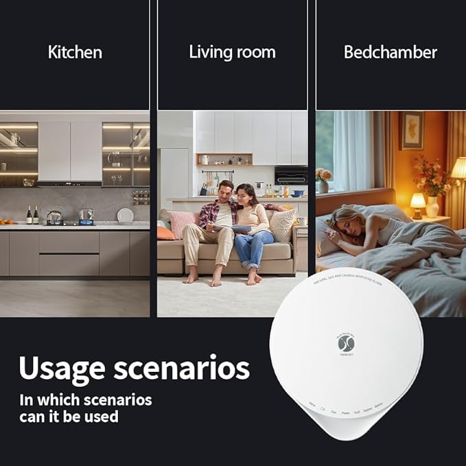 4-in-1 Carbon Monoxide Detector, Wireless Battery CO and Gas Alarm with Temperature and Humidity Monitors, No Plug Needed Portablhe CO Methane Gas Detector for Home, Kitchen and Bedroom
