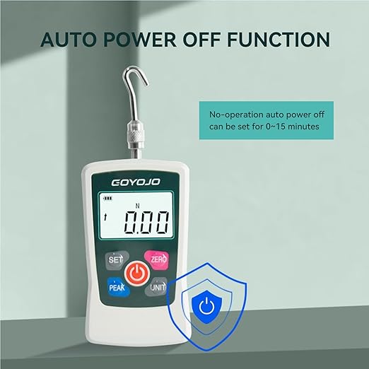 GOYOJO Digital Force Gauge High-Precision Push-Pull Meter for Tension & Compression Testing Units (N, kg, lb, oz) Real-Time/Peak/First Peak Modes Ideal for Quality Control & Material Testing (10N)