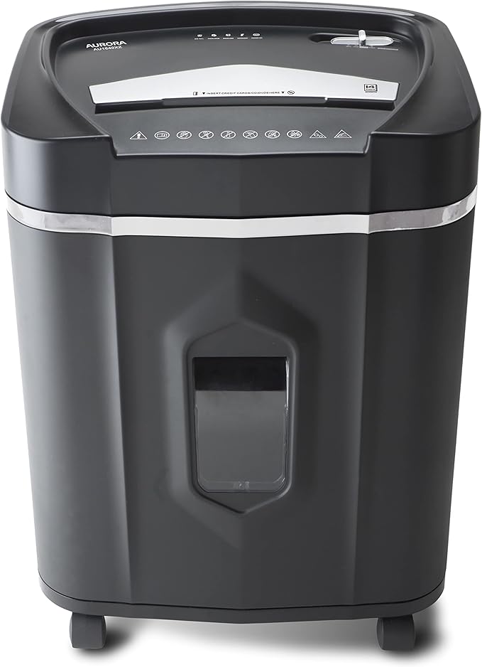 Aurora AU1640XA Anti-Jam 16 Sheet Crosscut Paper/CD and Credit Card/ 5 Gal Pullout Basket Shredder, 30 Minutes Continuous Run Time
