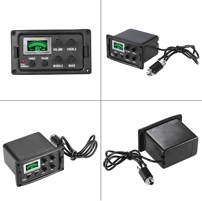 Acoustic Guitar Tuner, 3-Band EQ Equalizer LCD Display Volume Control Bass Middle Treble Knob for Acoustic Guitar