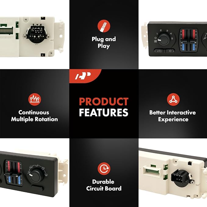 A-Premium Manual Climate Control Module A/C& Heater Control Panel Compatible with Chevrolet, GMC & Cadillac - 2003-2006 Silverado, Sierra, Avalanche, Tahoe, Yukon, Suburban - w/o Rear Window Defogger