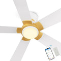 SMAAIR 52 Inch Smart Ceiling Fan with Light and Remote, Flush Mount Modern Ceiling Fan with lights,Compatible with Alexa/Google Assistant/Siri,Timer and Schedule,10 Speed DC Motor,White/Gold