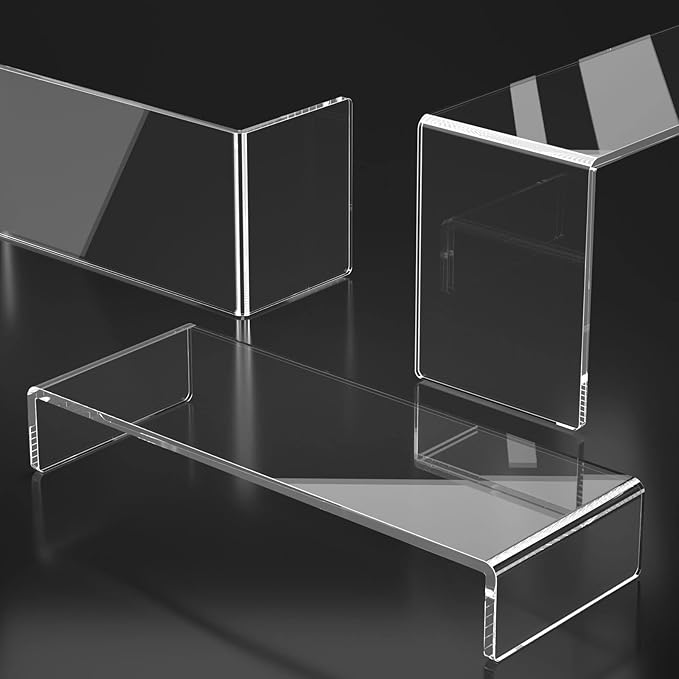 HIIMIEI Acrylic Display Risers, 6 Pcs 9" Large, Thickened 5mm Clear Rectangular Risers for Cupcake Stand, Tiered Display Stand for Collectibles