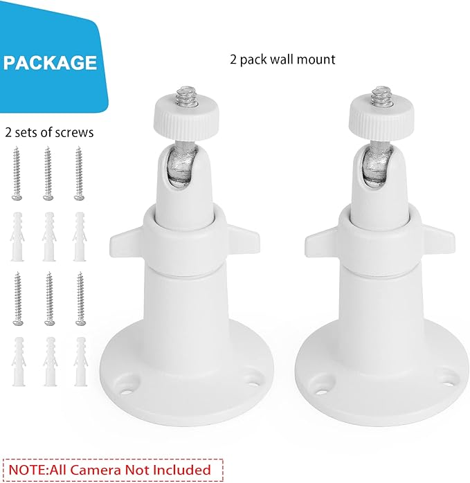 UYODM 2 Pack Wall Mount Holder Compatible with SimpliSafe Outdoor Security Camera, 360°Rotation Security Bracket with 1/4 Screw Thread , Camera Not Included (White)