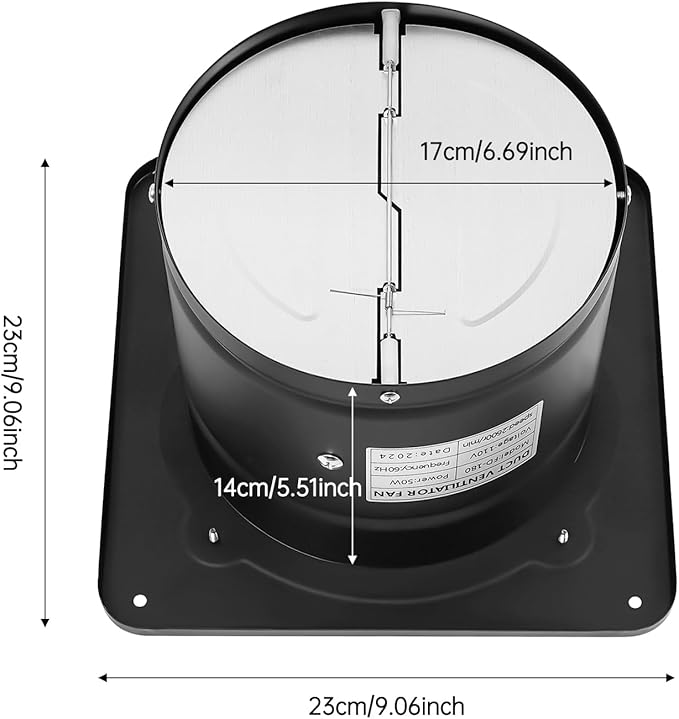 XUFOPLY 7 Inch Exhaust Fan, 110V 100W Wall Mounted Vent Fans 2600RPM Kitchen Bathroom Windows Fan Metal Extractor Fan for Attic, Garage, Window Ventilation (Black, 7 Inch)