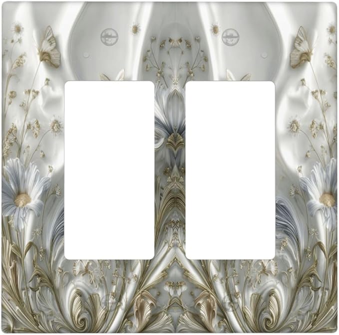 Bvtewkhz Boho Floral Wild Flower 2 Gang Double Rocker Decorative Light Switch Covers Electrical Faceplate Switch Plates for Bathroom Kitchen Home
