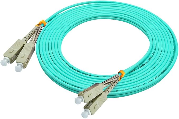 Jeirdus 50Meters 160ft SC to SC Duplex 50/125 10G OM3 Multi-Mode Fiber Optic Cable Jumper Optical Patch Cord SC-SC