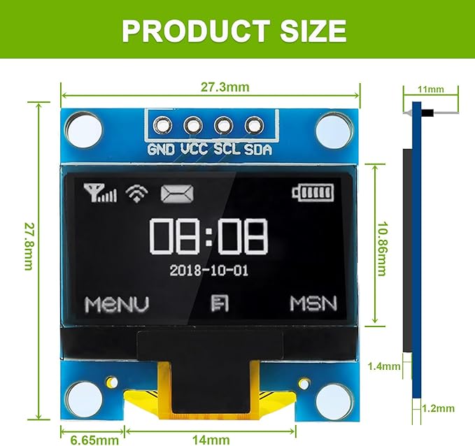 EPLZON 5 Pack 0.96 inch OLED IIC Display Module 128x64 Pixel Mini Self-Luminous Display Screen Board for Arduino Projects Raspberry Pi with Wire(White)