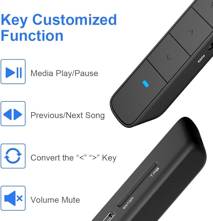 N75 Rechargeable Presentation Clicker, PowerPoint Clicker for Presentation, Long Range Wireless Presentation Remote, PowerPoint Clicker Slide Advancer for Computer, Laptop, Keynote, Red Light